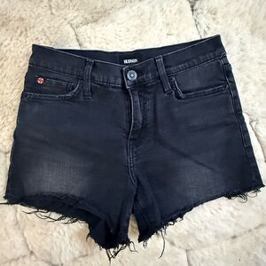 Hudson Jeans Black Raw Hem Denim Shorts